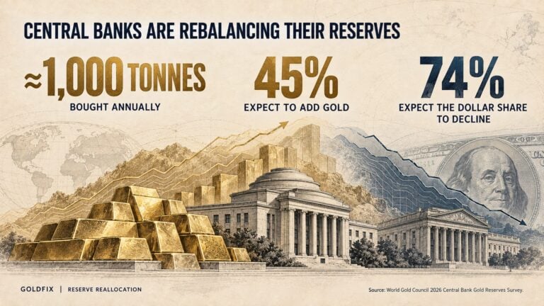 Central Banks are rebalancing their reserves from dollars to gold