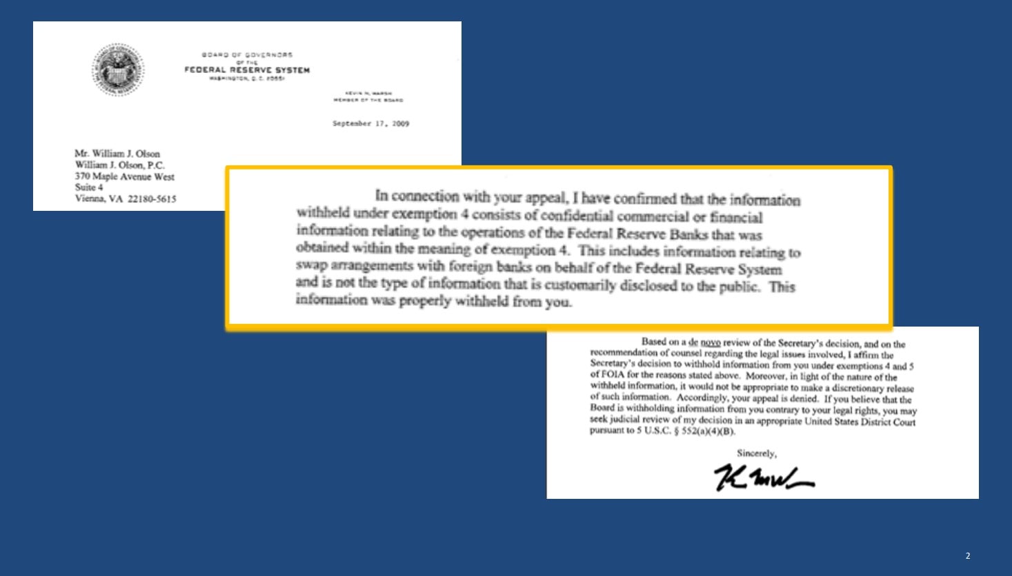 Warsh Letter to Olsen